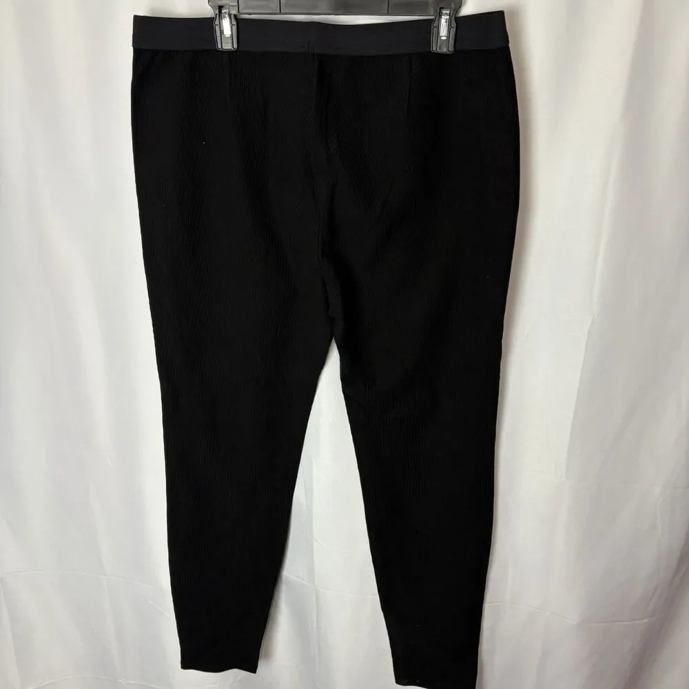 Eileen Fisher Textured Stretch Rib Tapered Ankle‎ Pant XL Black Minimalist Comfy